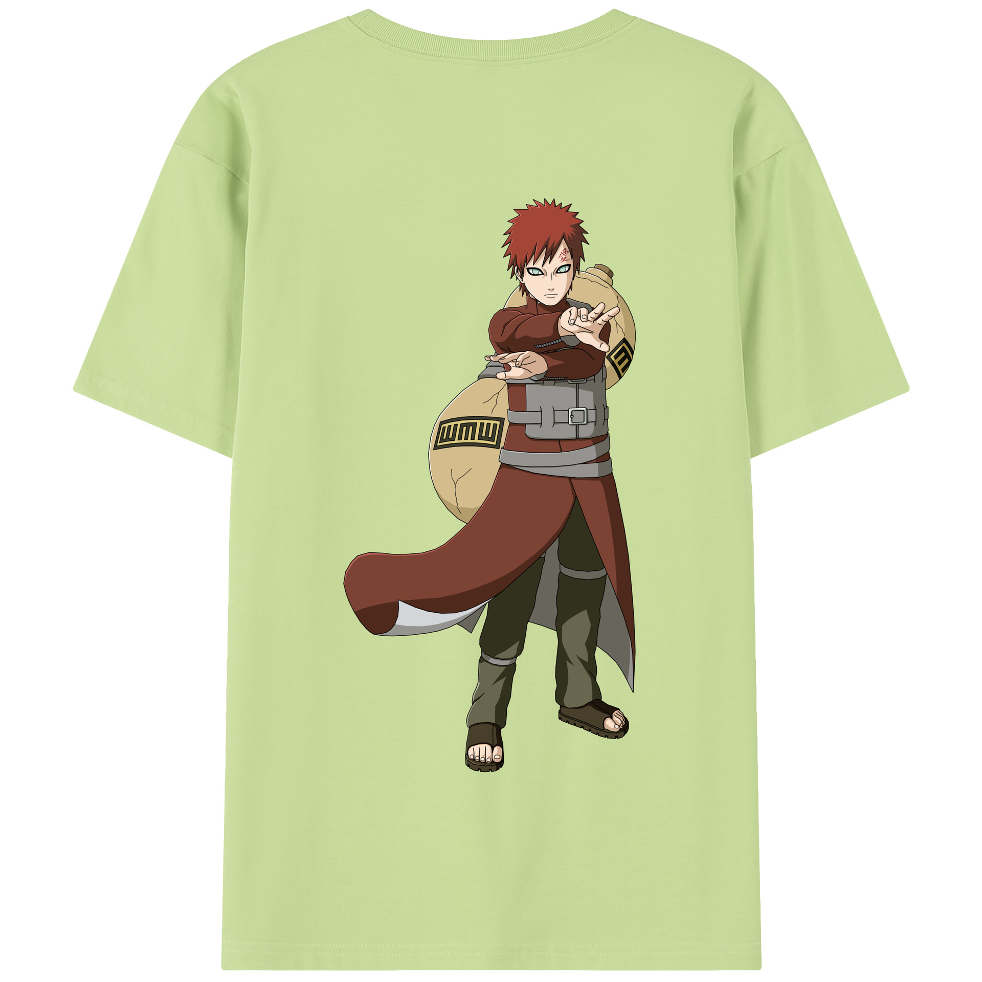 （画像用） NARUTO -ナルト- ガアラ Gaara 綿100％半袖Tシャツ（背面プリント）